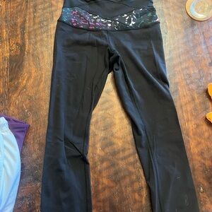 lululemon athletica Black Leggings with Colorful Waistband
